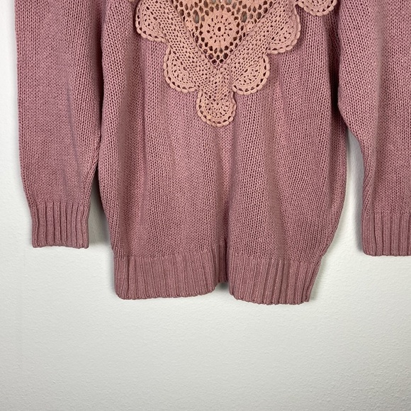 Michael Carrie Women's Medium 3/4 Sleve Silk Knit Crochet Sweater Granny Boho - Picture 2 of 7